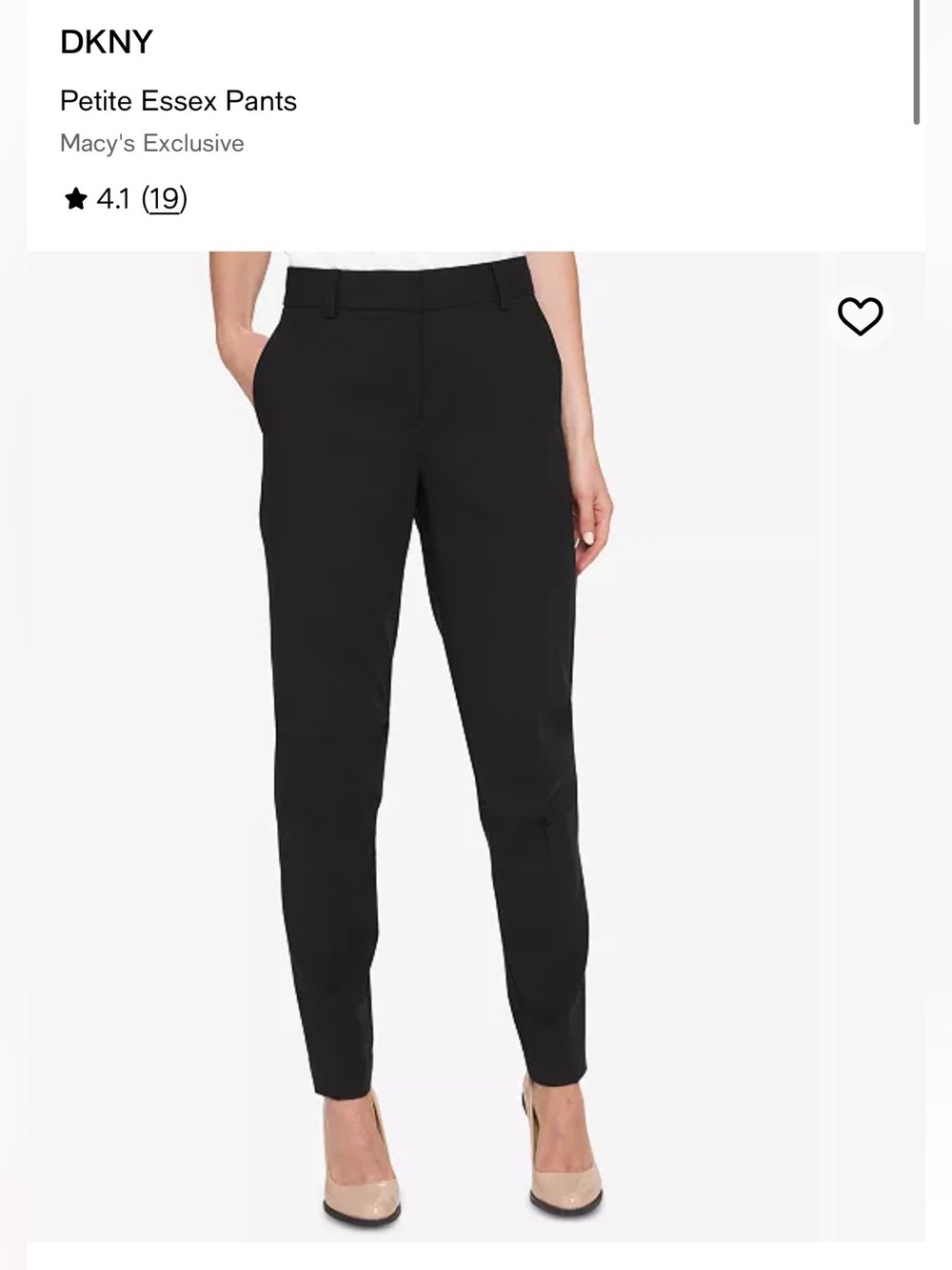 DKNY Black Petite Essex Ankle Pants